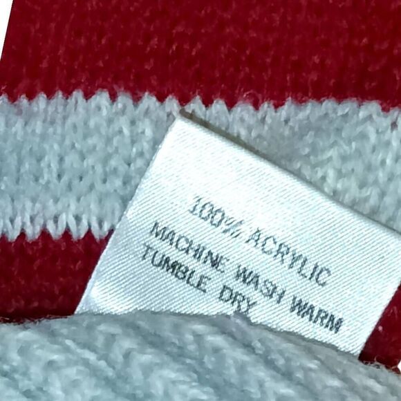 Specialty House Fashion Striped Leg Warmers Maroon Red Gray Knit - Picture 5 of 5